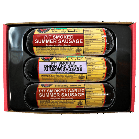 Pit Smoked Summer Sausages Sampler Gift Basket,