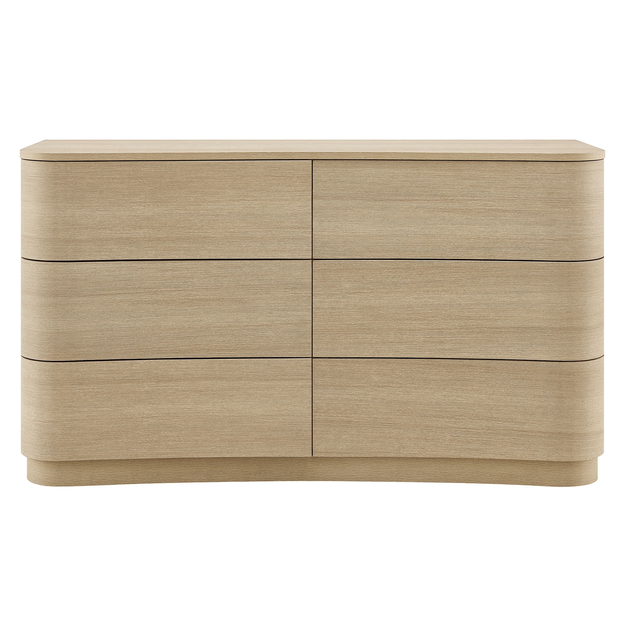 Mirae 6-Drawer Curved Dresser in Brushed Light Oak