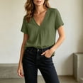 thumbnail image 6 of cfhntfmh Spring Tops for Women Casual V Neck Cotton Blend Shirts Short Sleeve Loose Fit Lightweight Blouse Tunics, 6 of 7