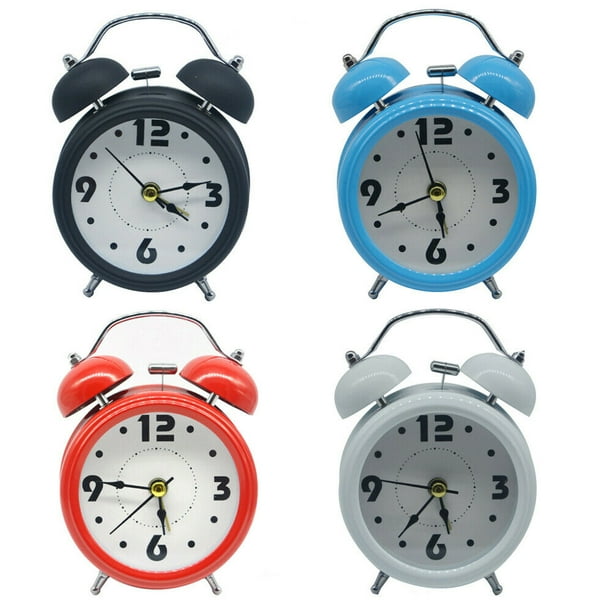 Silent Analog Alarm Clock Twin Bell Vintage Retro Classic Battery