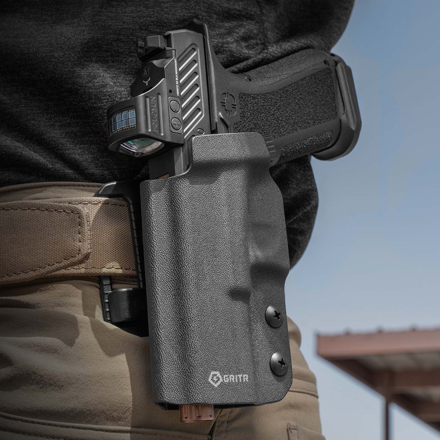 GRITR OWB Kydex Left Hand Gun Holster Compatible with Glock 19