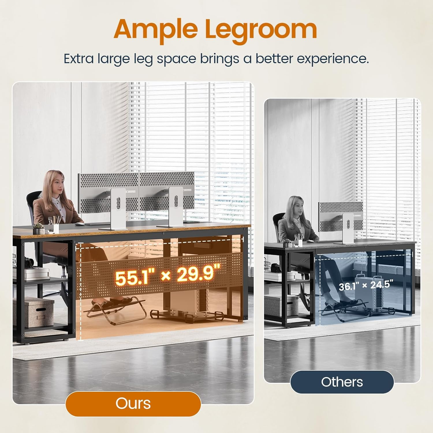 71 in Executive Desk with Power Outlets, Large Office Desk Computer Desk with Pegboard,Reversible L Shaped Desk with File Drawers & Storage Shelves,  Mobile CPU Stand
