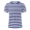 thumbnail image 4 of Daznico Mens Shirts - Color Blocked Striped Striped Men Casual Loose Comfortable Business Sports Round Neck Short Sleeved T Shirt - Shirts for Men,Color:Dark Blue,Size:4XL, 4 of 4