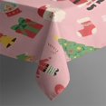 thumbnail image 3 of Pink Christmas Santa Pattern Rectangle Tablecloth 60"x84",Waterproof Polyester Rectangle Table Cloth, Wipeable Spillproof Polyester Tablecloth for Dining, Camping, Indoor and Outdoor, 3 of 5