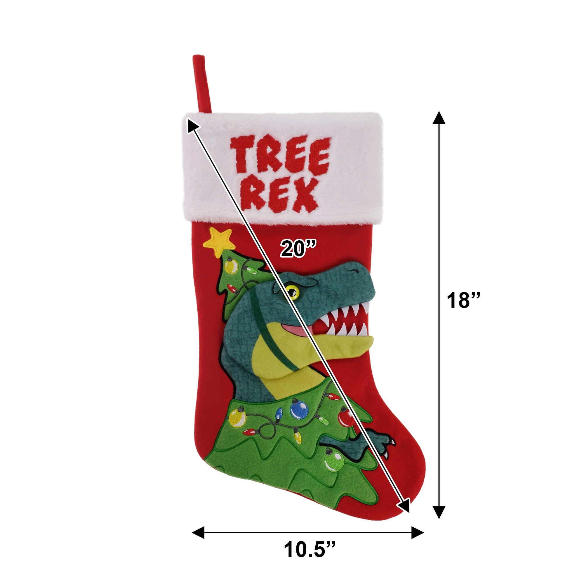 Holiday Time 20 Inch Tree Rex Dinosaur Christmas Stocking