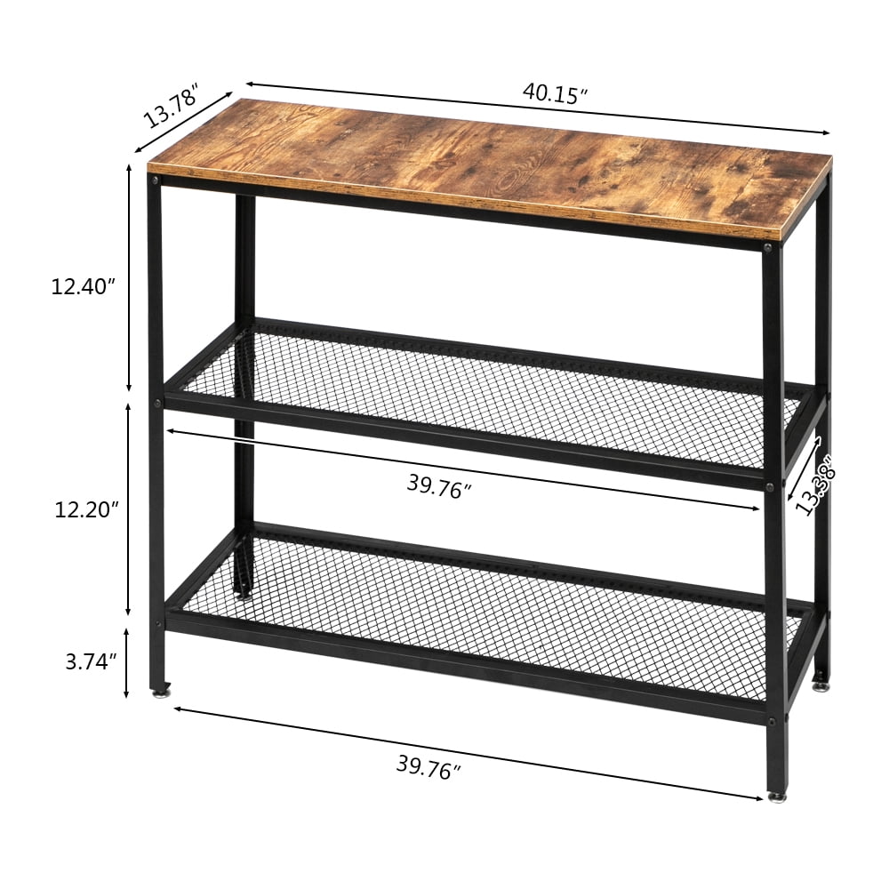 Lowestbes Industrial Console Table, Modern Entry Table with Shelf, Rectangle Wrought Iron Sofa Table, 3T Lowestbes Industrial Console Table, Modern Entry Table with Shelf, Rectangle Wrought Iron Sofa Table, 3T