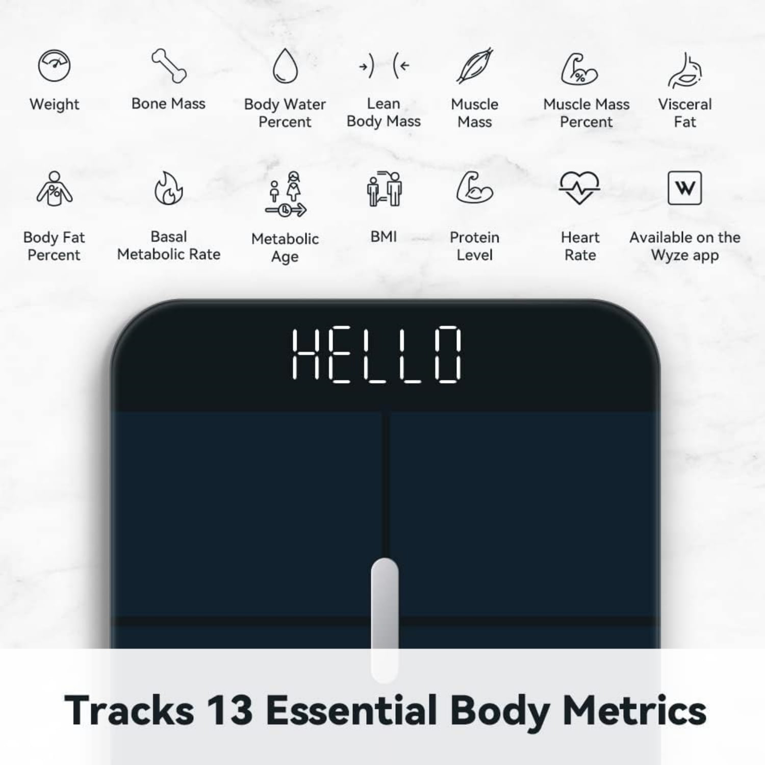 Digital Bathroom Scale for Body Weight, BMI, Body Fat, Muscle Mass, Heart Rate Monitor | Sync with Health Apps | for People, Baby & Pet, 400 lbs (Black)