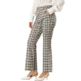 thumbnail image 4 of INSPIRE CHIC Women's Plaid Pants Elastic Waist Bussiness Casual Work Office Long Trousers Brown Grey L, 4 of 6