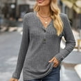 thumbnail image 5 of Annhoo Womens Long Sleeve Shirts Fall Knit Button V Neck Tops Casual Comfy Sweater Tees Going out Blouses, 5 of 6
