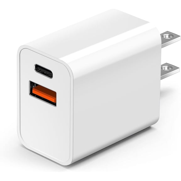 20W USB-C PD Fast Charger Wall Adapter with USB-A Port – Dual Port Type-C Power Plug for Phones & Tablets
