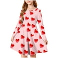 thumbnail image 2 of NAISIBABY Girls Party Dresses, Hearts Graphic Long Sleeve Party Dance Flowy Valentine's Day Dresses Pink 5T, 2 of 5