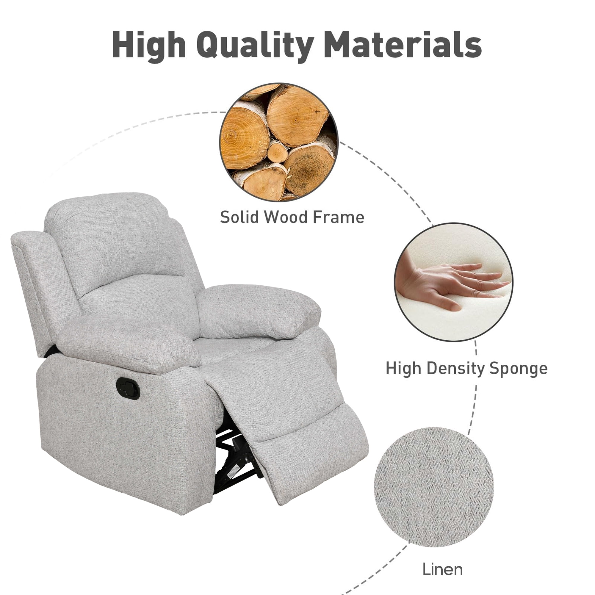 Aukfa Linen Recliner Chair, 38