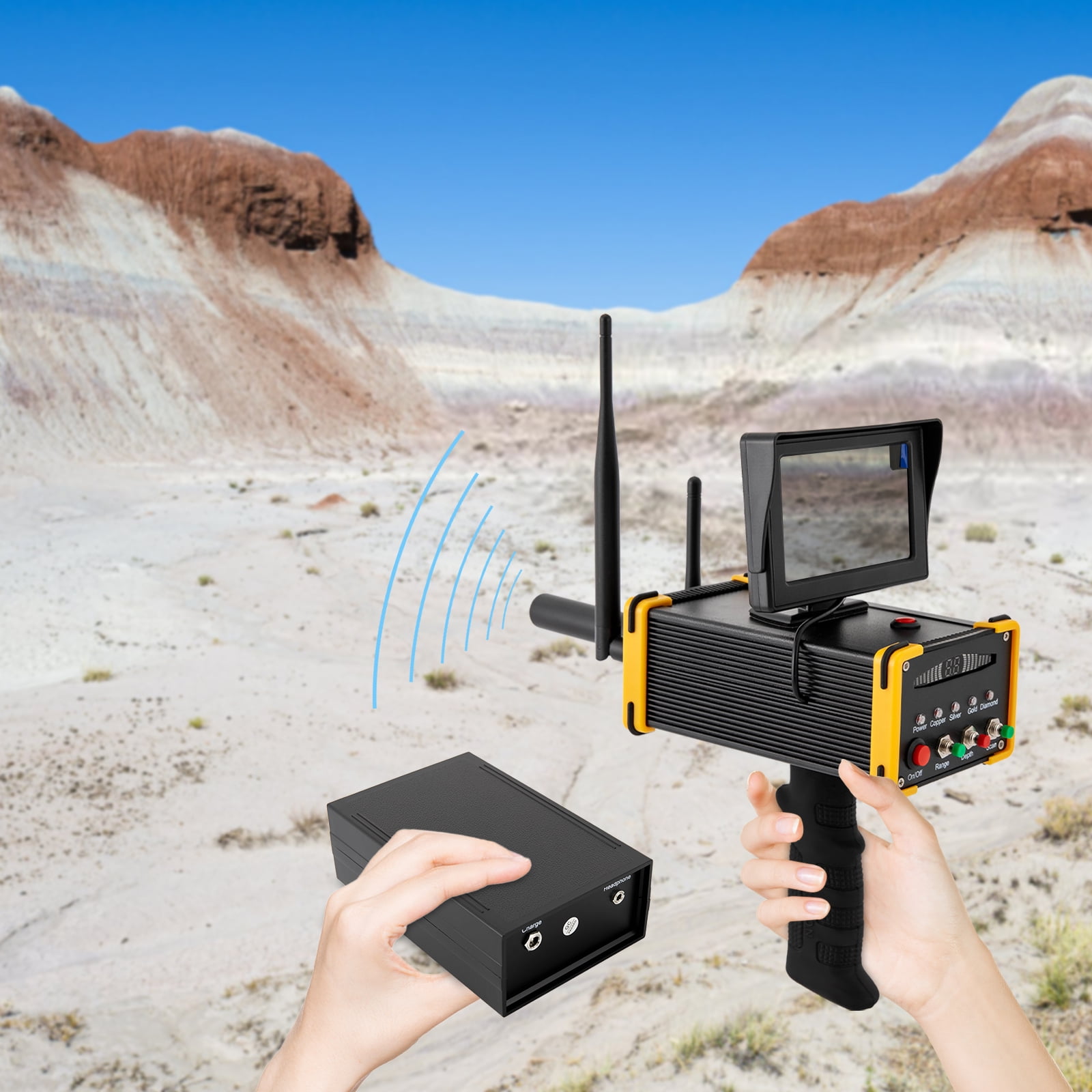 Metal Detector 52.5ft Depth 324.8ft Range Metal Pinpointer Handheld Metal Finder Gold Detector Underground Treasure Finder with HD Screen for Gold, Silver, Jewelry