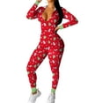 thumbnail image 2 of KelaJuan Women's Christmas Pajamas Romper Cute Print Long Sleeve Zip Up Hooded Jumpsuit Sleepwear, 2 of 6