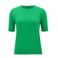 thumbnail image 6 of BRDFRL Womens 2025 Spring Short Sleeve Crew Neck Striped Pullover Sweater Business Casual Ribbed Knit Tops Green 2XL, 6 of 8