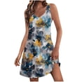 thumbnail image 2 of Ovzne Robes pour Femmes Robe de Plage Robe Décontractée pour Femmes avec Poches Été Boho Robe de Plage Robe T-Shirts Robe Col en V Ample Robes Débardeur Robe pour Femmes Imprimée Liquidation, 2 of 7