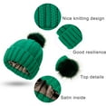 thumbnail image 2 of 1PC Hat Green Acrylic Womens Winter Knitted Beanie Hat With Faux Pom Warm Knit Cap Beanie Hats for Women, 2 of 4