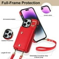 thumbnail image 2 of ShellTech for iPhone 15 Pro Case Wallet with Strap for Women,Crossbody Lanyard and Wristlet,Red, 2 of 9