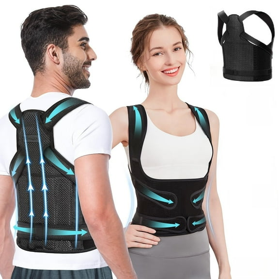 Back Brace Posture Corrector for Women and Men, Shoulder Straightener, Adjustable Full Back Support, Upper and Lower Back Pain Relief - Scoliosis, Hunchback, Hump, Thoracic, Spine Corrector-Black-L