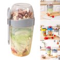 thumbnail image 2 of Safe Cup with Spoon Plastic Diet Meal Shaker Cup Portable Salad Cup with Spoon Convenient Bottle for Outdoor Activities, 2 of 8