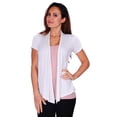 thumbnail image 1 of Simply Ravishing Women's Basic Short Sleeve Hip Length Open Drape Cardigan, Medium, Ivory, 1 of 4