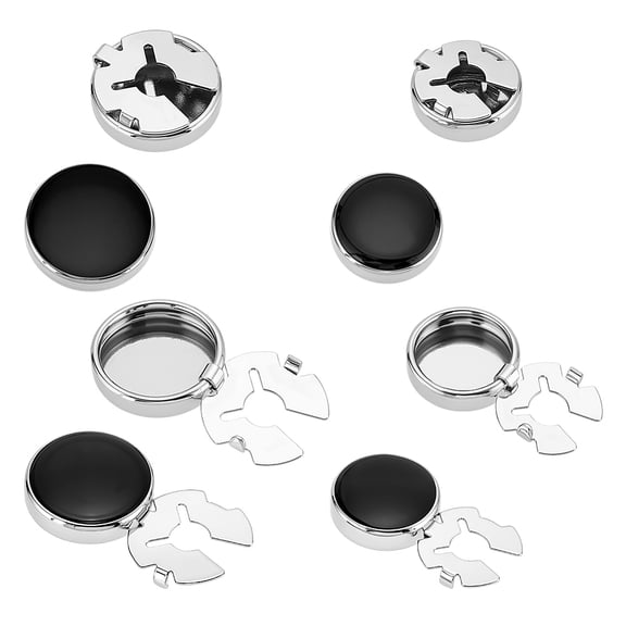 4Pcs 2 Styles Button Covers for Men's Shirts Flat Round Brass Black Cufflinks Cuffs Shirt Cufflinks Findings for Apparel Accessories for Formal Business Wedding Tuxedo Cufflink DIY Platinum