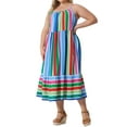 thumbnail image 4 of Vestido de verano maxi de tirantes ajustables para mujer de tallas grandes Agnes Orinda, con rayas, 3X, verde y rojo, 4 of 5