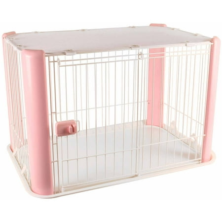 IRIS Small Wire Pet Play Pen with Roof, Pink