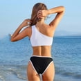 thumbnail image 5 of Fznquz String Womens Bikini Set High Waisted One Shoulder Swim Suit Tie Side Color Block Two Piece Swimsuits M, 5 of 5