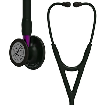 3M Littmann Cardiology IV Stethoscope, Pop of Color, Black-Finish Chestpiece, Black Tube, Violet Stem and Black Headset, 27 inch,