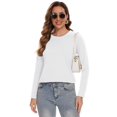 thumbnail image 2 of Camisa YUCOLEN para mujer, manga larga, cuello redondo, algodón blanco puro, L, 2 of 8