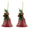 thumbnail image 5 of Northlight Bells with Pine Sprigs and Bow Christmas Ornaments- 7" - Red - Set of 2, 5 of 8