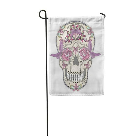 Mexican Gemstone - SIDONKU Cute Mexican Skull Colorful with Flower Gem Hearts and Jewel Pattern Sugar Garden Flag Decorative Flag House Banner 28x40 inch