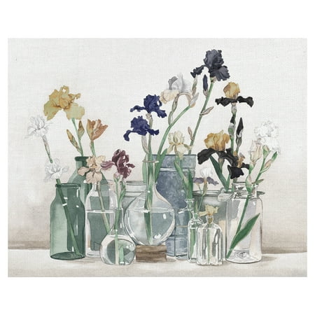 Masterpiece Art Gallery Irises In Vases Ivory By Lynnea Washburn