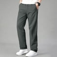 thumbnail image 2 of SAWOBUUN Mens Solid Pants Straight Elastic Waist Pants Relaxed Fit Jogger Trousers with Zipper Pockets, 2 of 9