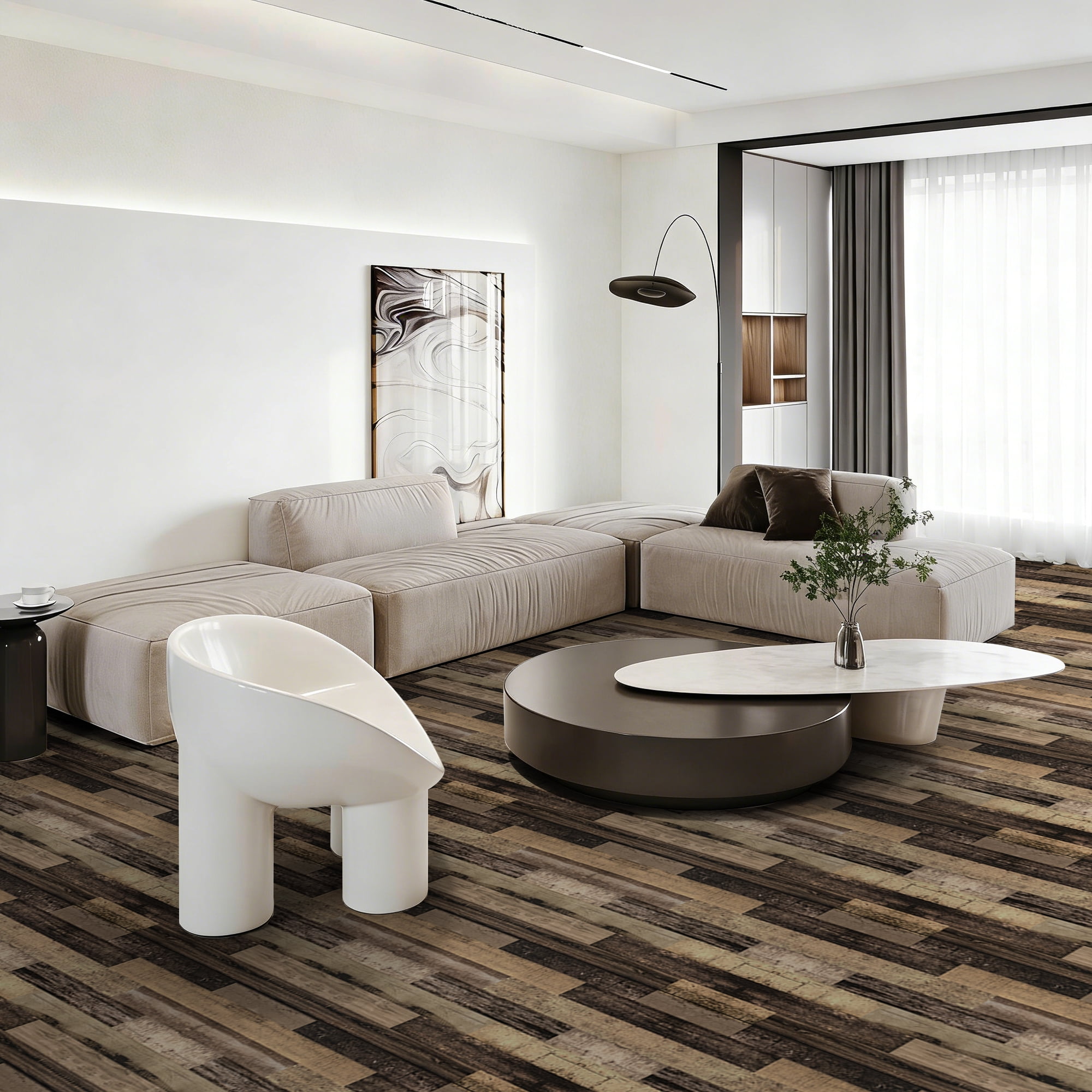 Abyssaly Vinyl Peel and Stick Flooring tile 15.7" x 236", Covering Area 25.8 Sq.ft, Vintage Charm Self-Adhesive Floor Tile Wood Grain Look for Home Decor