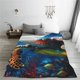 thumbnail image 5 of Fotbe Ice Blue Ocean Sea Turtle Manta de Franela Acolchonada con Estampado, Súper Suave y Esponjosa, Extra Grande para Sofá, Cama, Uso Todo el Año-40"x30", 5 of 7
