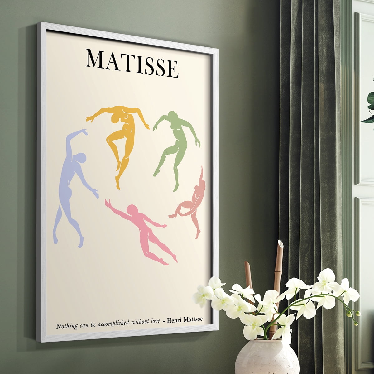 Matisse CDLXXXIII in White Solid Wood Framed Print No Nail Hanging