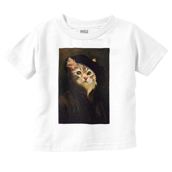 Funny Cat Claude Monet Self Portrait Toddler Boy Girl T Shirt Infant Toddler Brisco Brands 3T