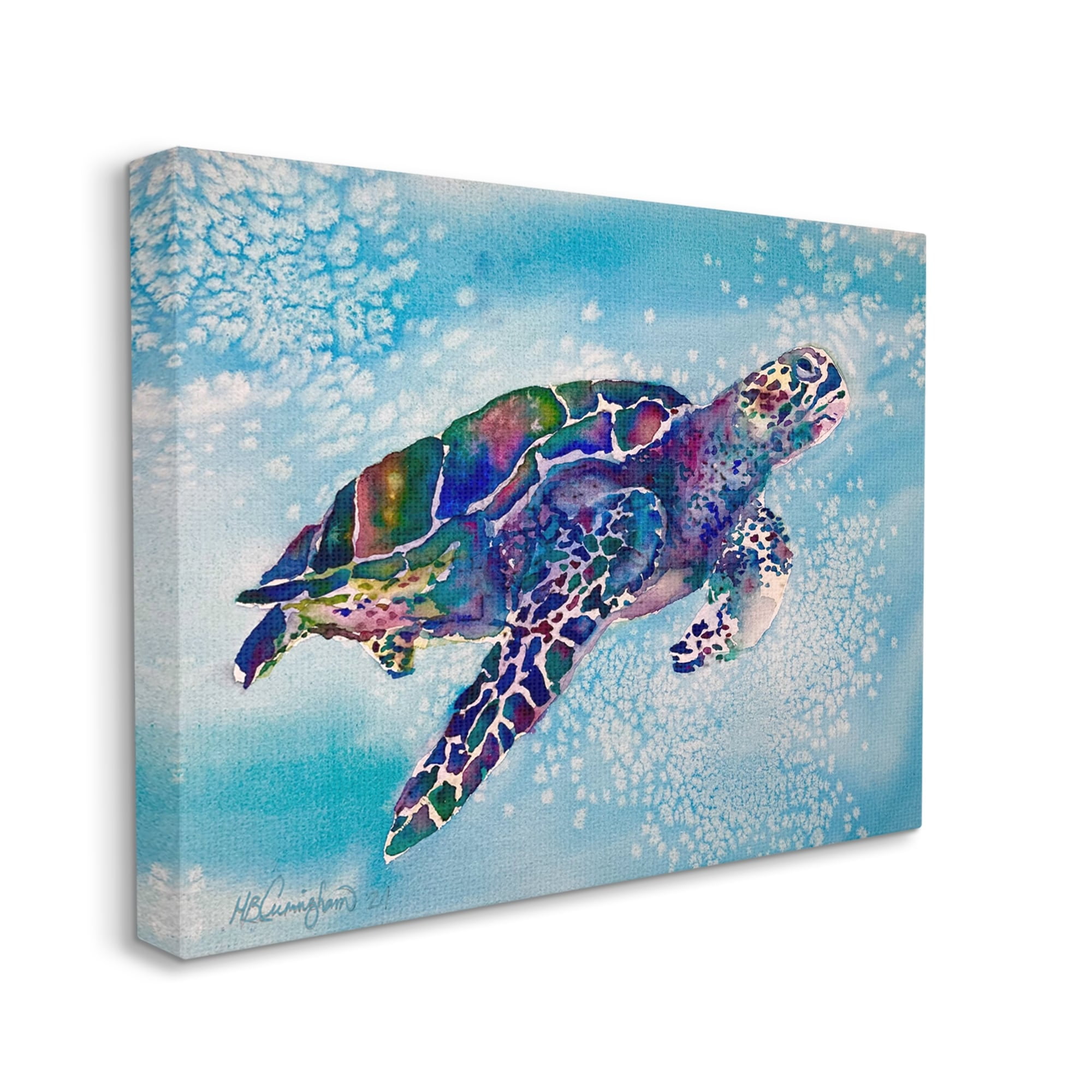 Stupell Industries Beautiful Sea Turtle Swimming Stippled Water Splashing, 20 x 16, Design by MB Cunningham