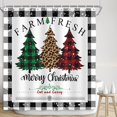thumbnail image 4 of Christmas Shower Curtain Set, Xmas Pine Tree New Year Holiday Plaid Winter Farmhouse Bath Curtain, Waterproof Bathroom Curtian Accessory Set 12 Hooks 72x72 inch, 4 of 6