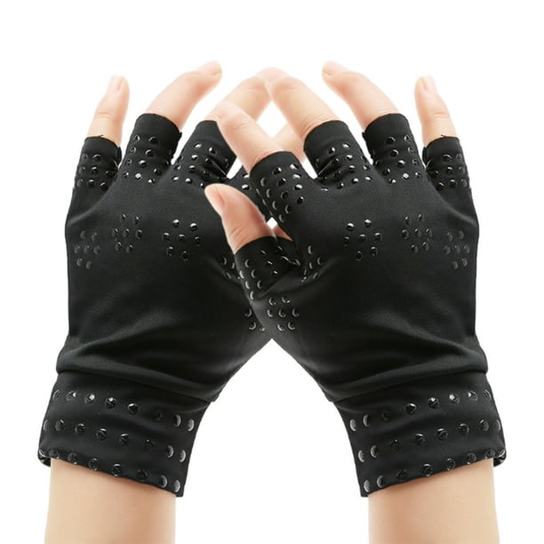 Qarigey Experimente los beneficios de los guantes de compresión Guantes sin dedos de terapia magnética compactos y livianos black black dot Type3 NO3