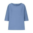 thumbnail image 4 of AherBiu Plus Size Tops for Women 3/4 Sleeve Scoop Neck Summer Casual Loose Lightweight T Shirts Blouse, 4 of 6