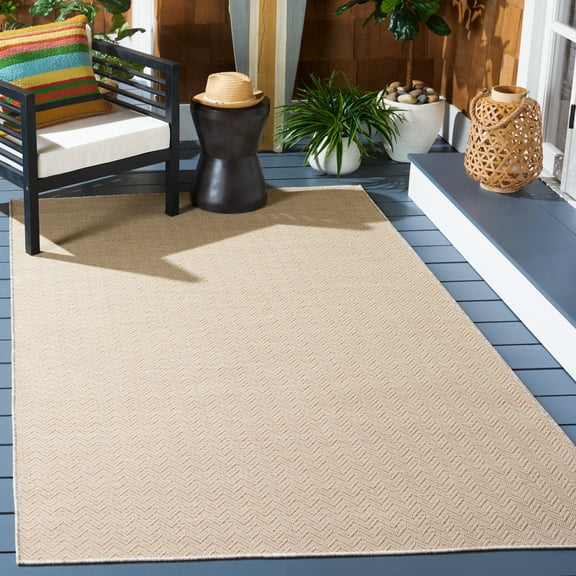 SAFAVIEH Hampton Hoyt Zig-Zag Indoor/Outdoor Area Rug, Natural, 8' x 10'