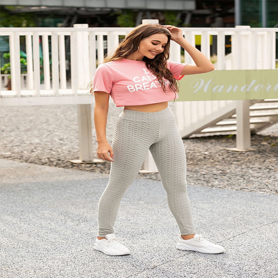 Pink, XX-Large Women Butt Lift Yoga Pants Hight Waist Scrunch Booty Leggings Workout Tights