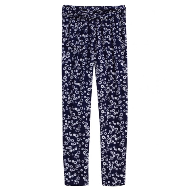 Pantalones de salón informales con estampado floral de Justice Girls, azul, 5