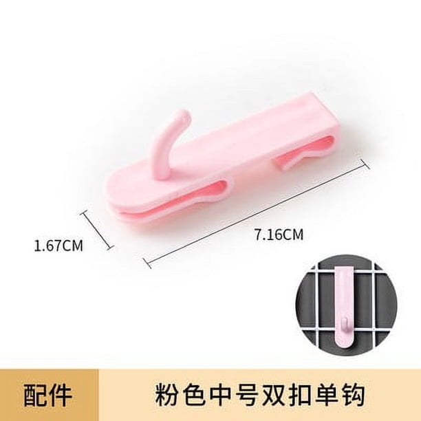 Zhuge Hoja de malla con gancho de 10 piezas, gancho de plástico sin clavos, estante de malla de alambre, exhibición de pared, almacenamiento de ganchos, sin agujeros (rosa, gancho doble mediano)