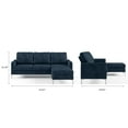 thumbnail image 3 of Novogratz Chapman Reversible Sectional Sofa and Floating Ottoman with Chrome Metal Legs, Blue Velvet, 3 of 9