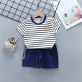 thumbnail image 2 of Fengyings Toddler Boy Summer Outfit Short Sleeve Letter Print T Shirt Top and Casual Shorts Set Cute Infant Newborn Clothes, 2 of 4