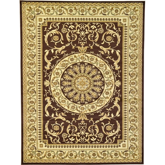 Unique Loom Versailles Medallion Floral Rug 9' x 12' Rectangle Brown/Ivory